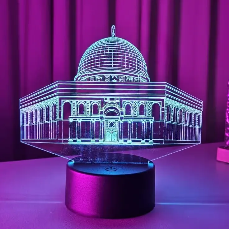 GearUP-Acrylic-Multicolor-Night-Lamp GearUP Acrylic Multicolor Night Lamp (Al-Aqsa Mosque) – White - Image 1